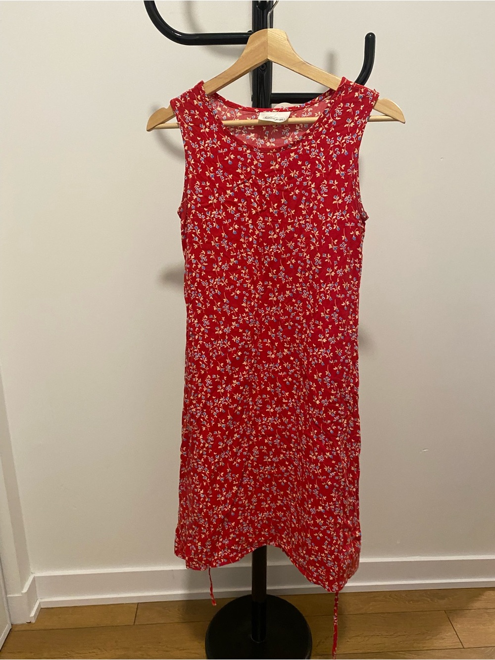 Vintage Sleeveless Red Floral Dress